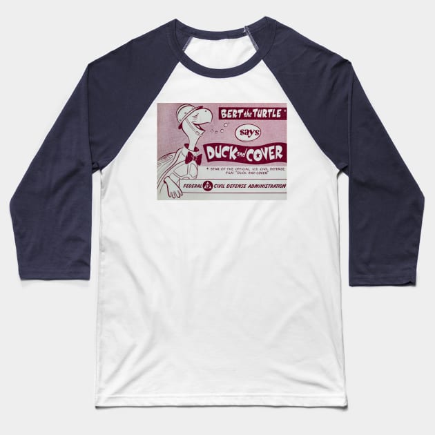 Duck and Cover Baseball T-Shirt by thadz